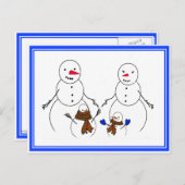 Snowman Familie Briefkaart (Voorkant / Achterkant)