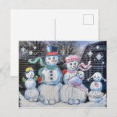 Snowman Familie Briefkaart (Voorkant / Achterkant)