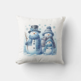 Snowman Familie Dubbelzijdig Kussen - 2 Afbeelding