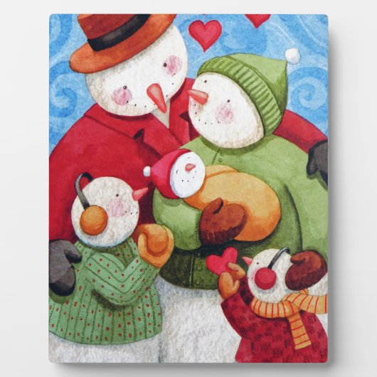 Snowman Familie Fotoplaat (Voorkant)