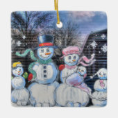 Snowman Familie Keramisch Ornament (Voorkant)
