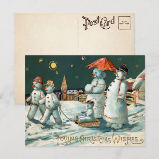 Snowman Familie Kerstmis Briefkaart