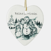 Snowman Familie kerstversiering Keramisch Ornament (Rechts)