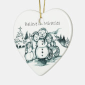 Snowman Familie kerstversiering Keramisch Ornament (Links)