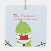 Snowman Familie van het Vijfface Masker Kerstmis 2 Keramisch Ornament (Achterkant)