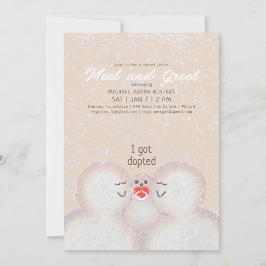 Snowman Famille Adoption Douche Invitation (Devant)