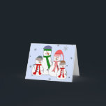 Snowman Famille Snowmen Enfants Snow Art Whimsical<br><div class="desc">Un joyeux Mister Snowman est debout dans la neige avec Misses Snowman et leurs deux enfants de bonhomme de neige souriant et saluant les gens qui passent. Ce design de carte serait parfait pour presque toutes les occasions que vous voulez envoyer un sourire à la façon de quelqu'un. Ajoutez du...</div>
