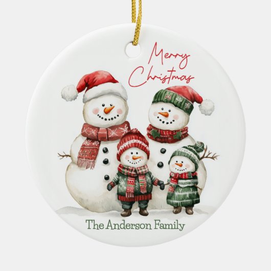 Snowman Family Christmas Ornament | Custom Name (Voorkant)