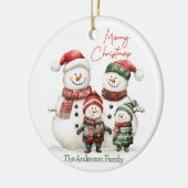 Snowman Family Christmas Ornament | Custom Name (Links)