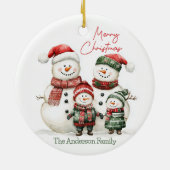 Snowman Family Christmas Ornament | Custom Name (Achterkant)