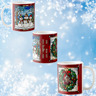 Snowman Family Faux Glas in lood Koffiemok