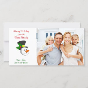 Snowman Family-fotokaart Feestdagenkaart