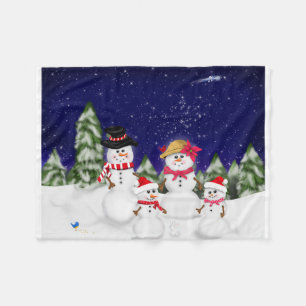Snowman Family Winter Fleece Deken