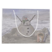 Snowman Frosty À La Plage Grand Sac Cadeau (Dos)