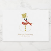 Snowman | Fun Christmas Wit & Goud Likeurfles Etiket (Enkel label)