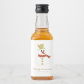 Snowman | Fun Christmas Wit & Goud Likeurfles Etiket (Voorkant)