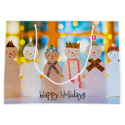 Snowman Fun Elegant Kerstmis Groot Cadeauzakje (Voorkant)
