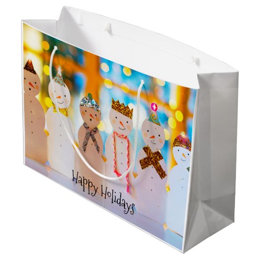 Snowman Fun Elegant Kerstmis Groot Cadeauzakje (Achterkant Gekanteld)