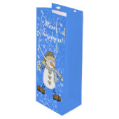 Snowman gepersonaliseerde kerst wijn cadeautas (Voorkant Gekanteld)