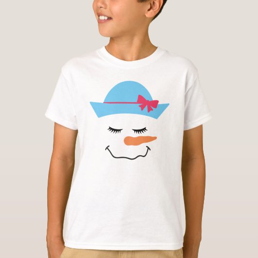Snowman gezicht met blauw Pet T-shirt voor kindere (Voorkant)
