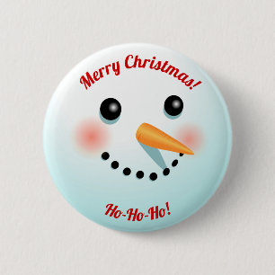 Snowman-gezicht met wortelneus ronde button 5,7 cm