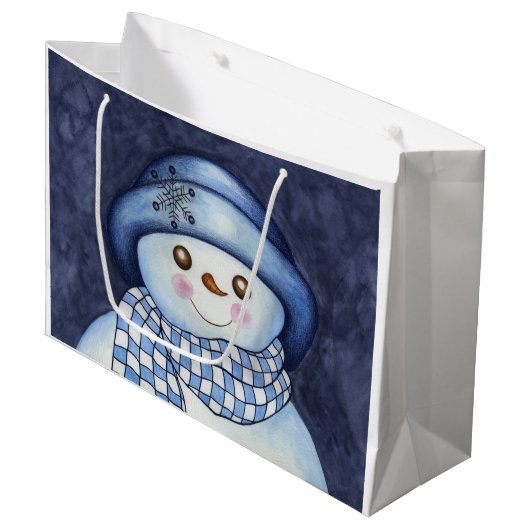Snowman Gift Bag Large Cadeauzakje (Voorkant Gekanteld)