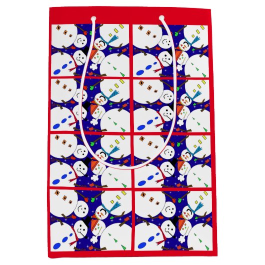 Snowman Gift Bag Medium Cadeauzakje (Voorkant)