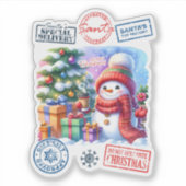 Snowman Gift Christmas Sticker (Devant)