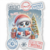 Snowman & Gifts Kerst sticker (Voorkant)