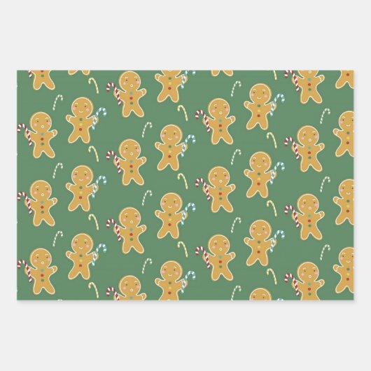 Snowman Gingerbrood Man Tin Soldier Kerstmis Inpakpapier Vel (Voorkant 3)