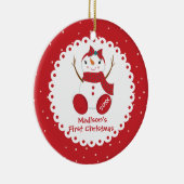 Snowman Girl Personalized Baby's First Kerstmis Keramisch Ornament (Rechts)