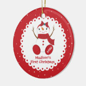 Snowman Girl Personalized Baby's First Kerstmis Keramisch Ornament (Links)