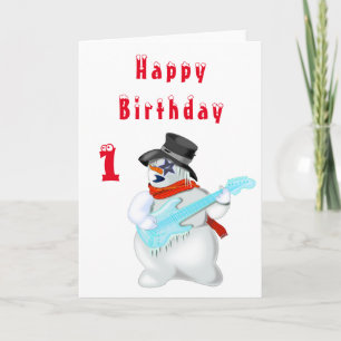 Snowman Gitaar Speler Verjaardag Kaart