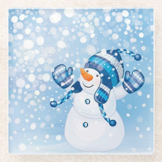 Snowman Glazen Onderzetter (Voorkant)