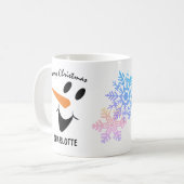 Snowman glimlachen met open mond. Vrolijk kerstfee Koffiemok (Voorkant links)