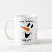 Snowman glimlachen met open mond. Vrolijk kerstfee Koffiemok (Links)