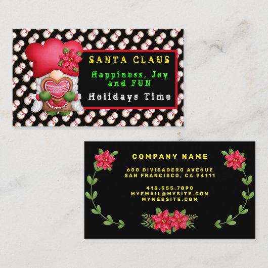 Snowman Gnome past Kleur en Tekst aan Visitekaartje (Voorkant / Achterkant)