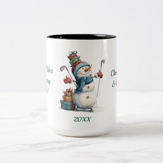 Snowman Golfer Holiday Mug (Centre)
