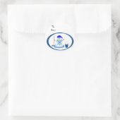 Snowman Golfer Ronde Sticker (Tas)