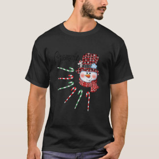 Snowman Grammie Candy Cane Red Pset Kerstmis Gif T-shirt
