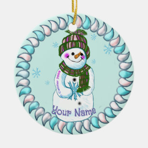 Snowman Granny Keramisch Ornament