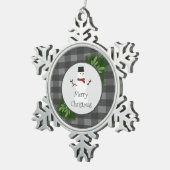 Snowman Gray Buffalo Pneemetspatten Ornament (Rechts)