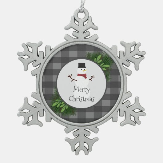 Snowman Gray Buffalo Pneemetspatten Ornament (Voorkant)