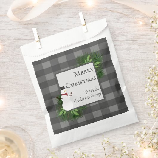 Snowman Gray Buffalo Pset Favor Bag Bedankzakje (Geknipt)
