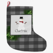 Snowman Gray Buffalo Pset Stocking Grote Kerstsok (Voorkant)