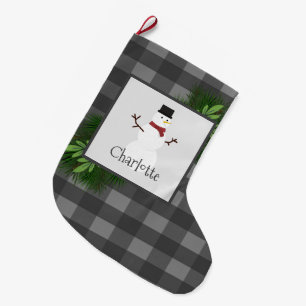 Snowman Gray Buffalo Pset Stocking Grote Kerstsok