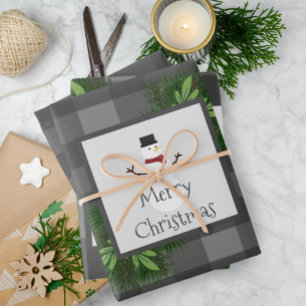 Snowman Gray Buffalo-speldenpapier Inpakpapier Vel