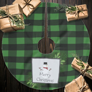 Snowman Green Buffalo Plaid Groen en zwart Kerstboom Rok