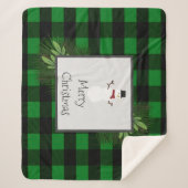 Snowman Green Buffalo Plaid Sherpa Blanche (Devant)