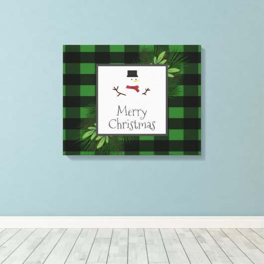Snowman Green Buffalo Play Canvas Afdrukken (Insitu (Houten vloer))